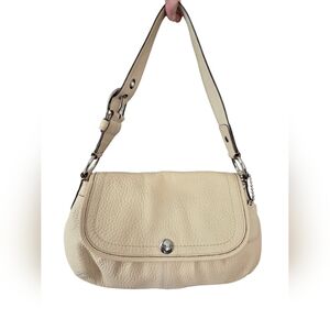 Coach Vintage Y2K Soho Pleated Flap Shoulder Bag Almond Cream